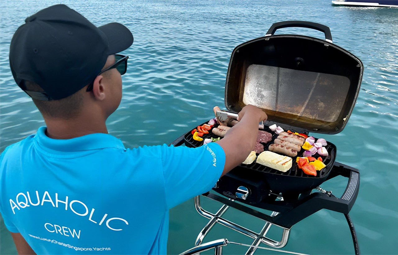 Aquaholic crew cooking on BBQ