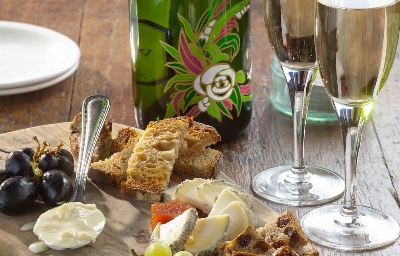 luxury charter cheese board and champagne