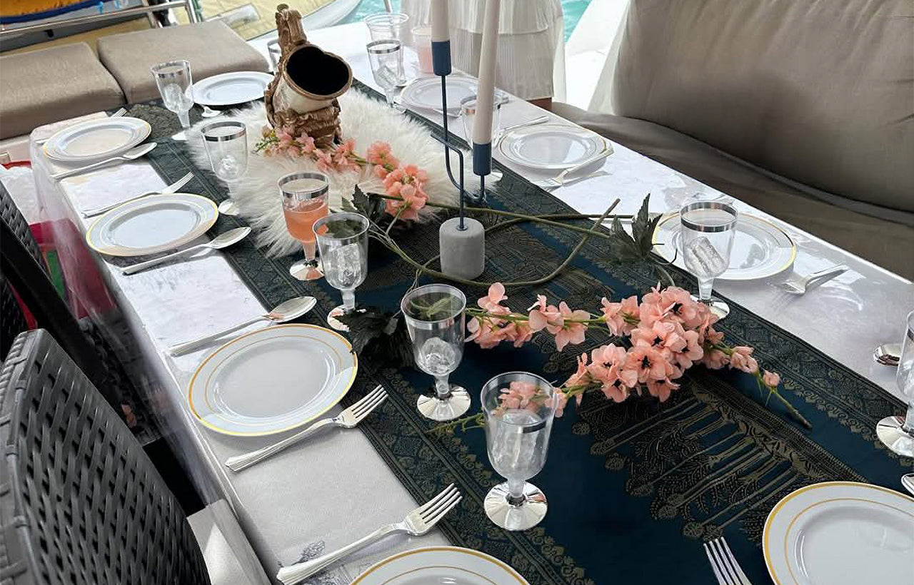 Aquaholic formal table setting