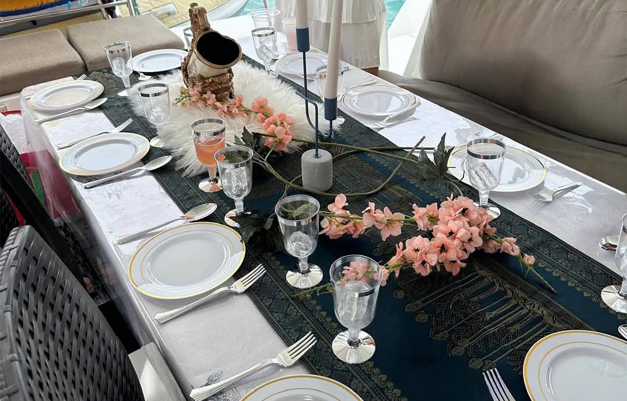 Aquaholic formal table setting