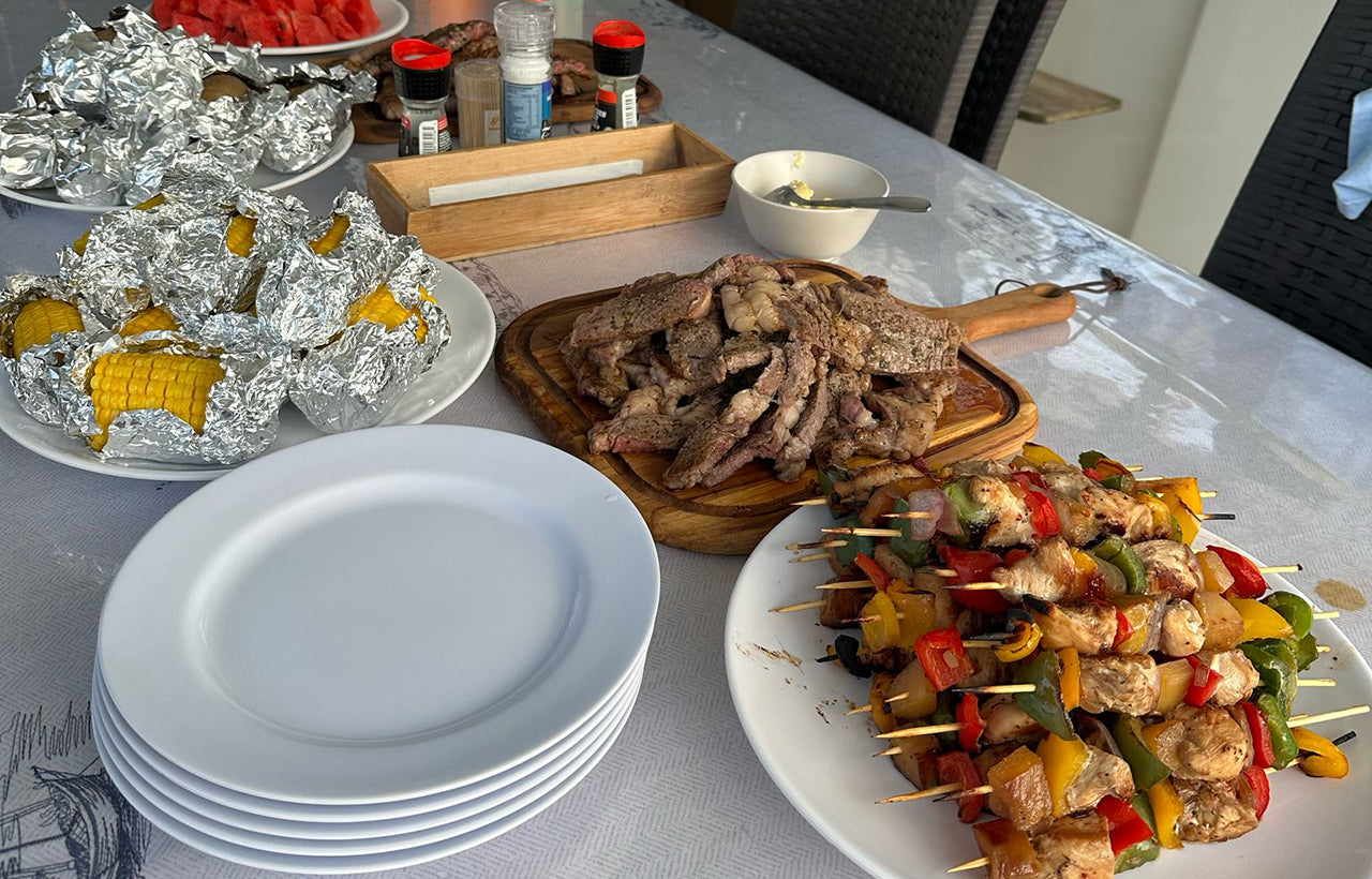 luxury charter BBQ Food package - steaks, skewers and corn