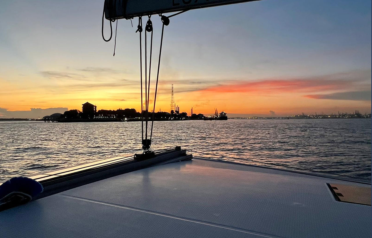 Sunset on AQUAHOLIC Yacht Charter