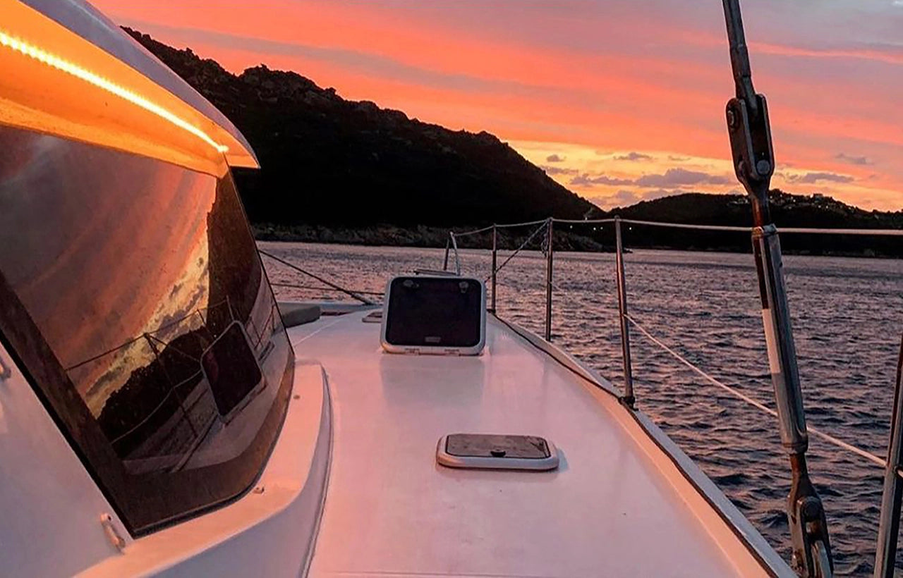 Sunset on AQUAHOLIC Yacht Charter