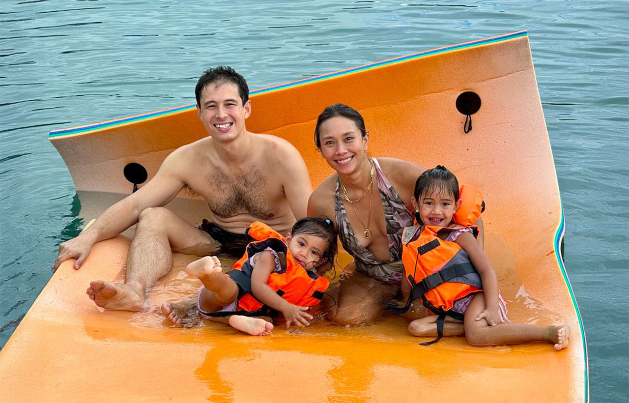 luxury charter family on watermat